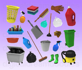 Spring Cleaning Clipart - Housekeeping Digital PNG Graphics