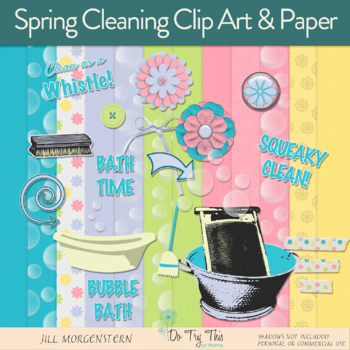 Spring Cleaning Digital Scrapbooking, Clip Art, Bulletin Board | TpT