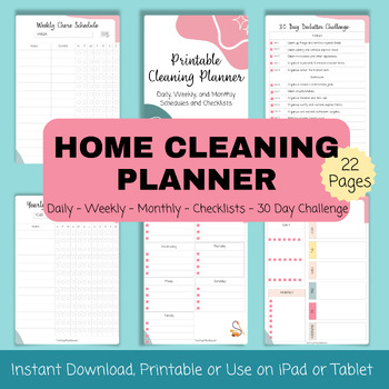 Preview of Home Cleaning Planner with Daily, Weekly, and Monthly Schedules