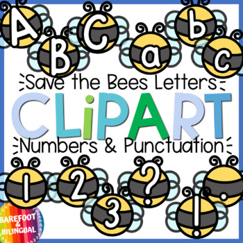 Preview of Spring Clipart - Bee Letters and Numbers - Save the Bees Earth Day Clipart