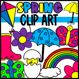 Spring Clipart: Kite, Flower, Rainbow, Rain Boots, Chick H
