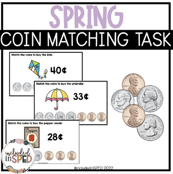 Preview of Spring Coin Matching Task Cards for Special Education
