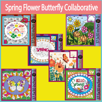 Preview of Spring Collaborative Coloring Page Poster | Growth Mindset Bulletin Board Art