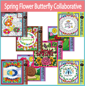 Preview of Spring Collaborative Coloring Page Poster | Growth Mindset Bulletin Board Art