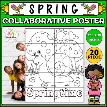 Preview of Spring Collaborative Coloring Poster Bulletin Board - End of Year Activities