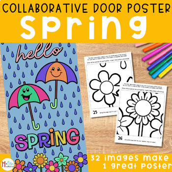 Preview of Spring Collaborative Poster Coloring Activity | April Bulletin Board | Easter