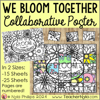 Preview of Spring Collaborative Coloring Poster | We Bloom Together | 2 Sizes