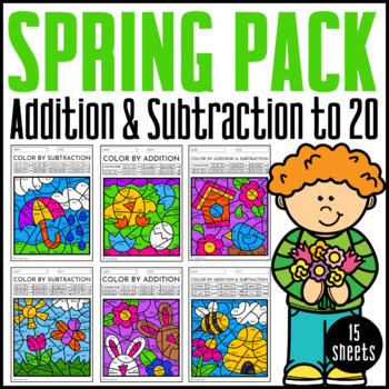Preview of Spring Color By Code {Addition & Subtraction to 20}