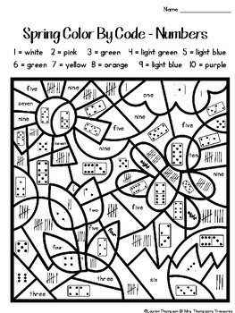 Spring Coloring Pages Color By Code First Grade by Mrs Thompson's Treasures
