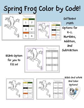 Preview of Spring Color By Code Math - Frog