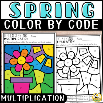 Preview of Spring Color By Code Math Multiplication March April Activity Coloring Pages