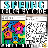Spring Color By Number 10 April March Math Spring Color By Code Coloring Sheets