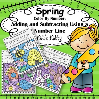 Preview of Spring: Color By Number Adding and Subtracting Using a Number Line