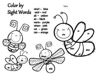 Spring Color By Sight Words by Onecoolteacher | TPT