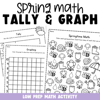 Preview of Spring Color Count Tally Graph & Answer Data Questions | Low-Prep Math Activity