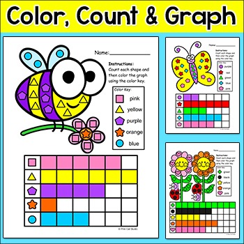 Preview of Spring & Summer Graphing Shapes Activities - Insects: Bee, Butterfly, Ladybug