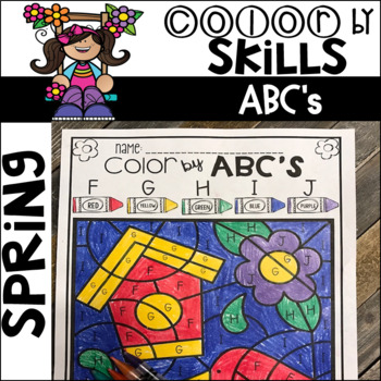 Preview of Spring Color by Code ABC's (Uppercase and Lowercase)