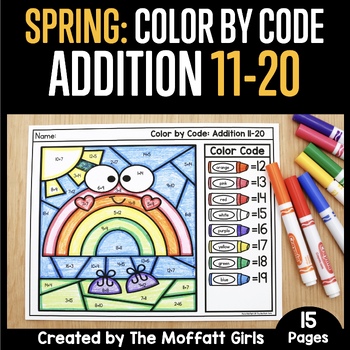 Preview of Spring Color by Code: Addition 11-20