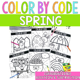 Spring Color by Code Addition and Subtraction Color by Num