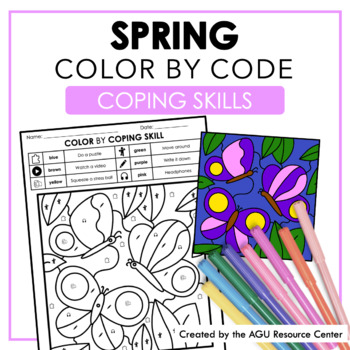 Preview of Spring Color by Code | Coping Skills Activity