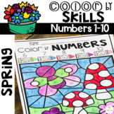 Spring Color by Code Numbers 1-10 Activities March and Apr