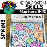 Spring Color by Code Numbers 11-20 Activities March and Ap