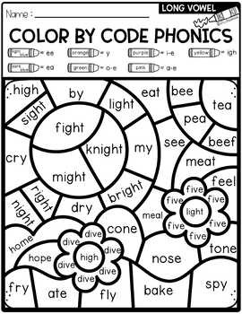Spring Color by Code Phonics by Miss Faleena | TPT