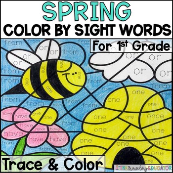 Preview of Spring Coloring Sheets | Color by Sight Words for First Grade