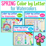 Spring Color by Letter for Watercolor Painting MINI-BUNDLE