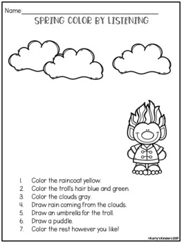 Spring Color by Listening (A Following Directions Activity) by Karly's