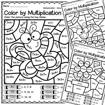 Spring Color by Multiplication Worksheets by Terrific Teaching Tactics
