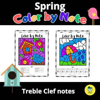 Preview of Spring Color by Note -  Treble Clef Notes