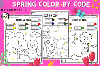 Paint Color By Numbers - Addition And Subtraction Worksheet For