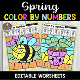 Spring Color by Number Activities | Editable | Color by Co