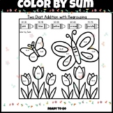 Color by Number, Addition Printable, Math Worksheet, Spring Math Fluency