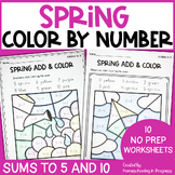 Spring Color by Number Addition to 10