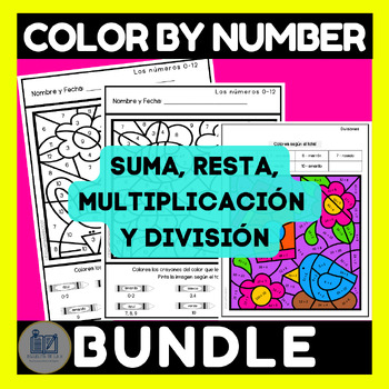 Preview of Spring Color by Number - Bundle - Suma Resta Multiplicacion y Division