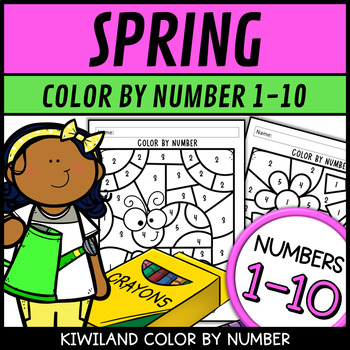Preview of Spring Color by Number Code Numbers 1-5 and 6-10