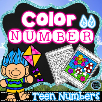 Preview of Spring Color by Number | Color by Teen Number Spring | Teen Numbers Kindergarten