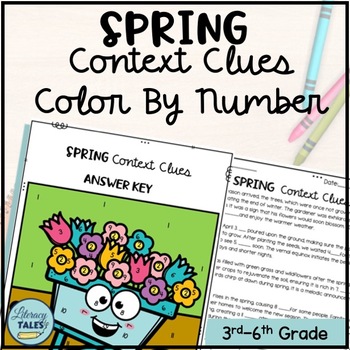 Preview of Spring Color by Number Context Clues Reading Comprehension Worksheets Activities