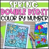 Spring Color by Number Pictures Double Digit Addition & Su