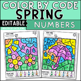 Spring Color by Number Practice Activities Editable Colori