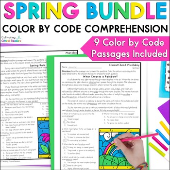 Preview of Spring Color by Number Reading Comprehension Passages for 3rd Grade