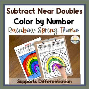 Preview of Spring Color-by-Number Subtract Near Doubles Coloring Sheets for Math Centers