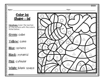 spring color by shape 2d and 3d by first grade magic melissa mitchell