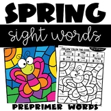 Spring Color by Sight Word with Preprimer Words