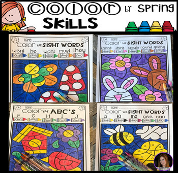 Preview of Spring Color by Code Sight Words, Word Families and ABC's (Freebie)