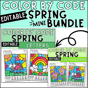 Preview of Spring Color by Sight Words and Letter Practice Editable Coloring Pages
