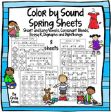 Spring Color by Sound Phonic Sheets ~ S&L Vowels, Digraphs