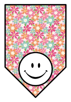 Preview of Colorful Flowers Classroom Decor, Spring Pennant Banners for World Languages